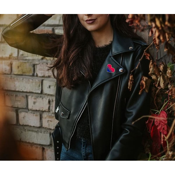 5-pack Bisexuell stolthet hjärtformad knappnålsbrosch pins flagga badge brosch märken Bisexual