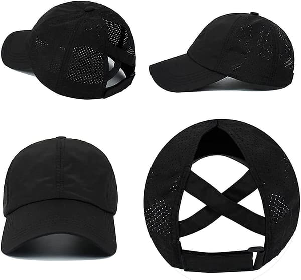 Baseballkasket med kryds-ponytail til kvinder Black