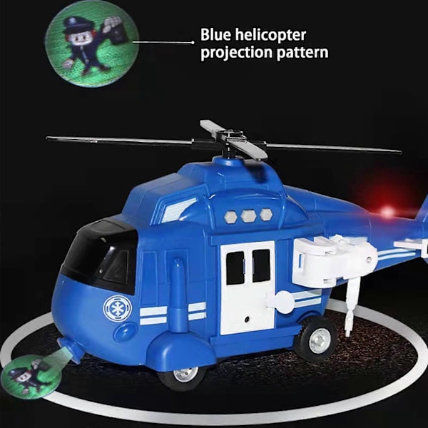 Lasten Ylisuuri Helikopterilelu Inertiaalinen Helikopterimalli Valoilla, Musiikilla, Projektiolla, Simuloitu Lentokoneen Malli Blue