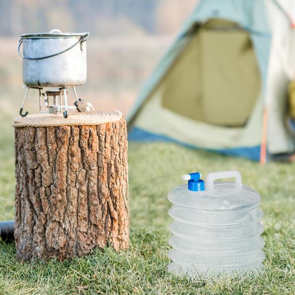 Hopfällbar Vattenbehållare Set om 4, Oval, Handtag, med Kran, 15L, Camping Dricksvatten