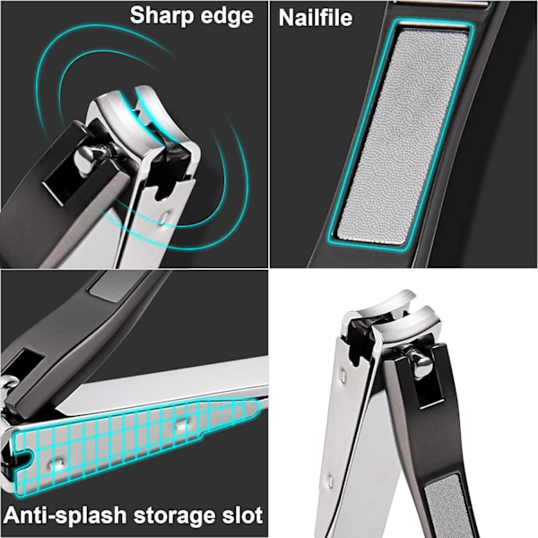 Nagelklippare, självuppsamlande nagelklippare med ergonomisk spak håller fingernaglar och tånaglar oklanderligt manikyrerade