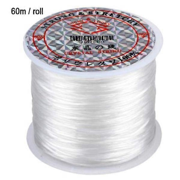 Stor rull med elastisk tråd for smykkelaging - 60m Hvit