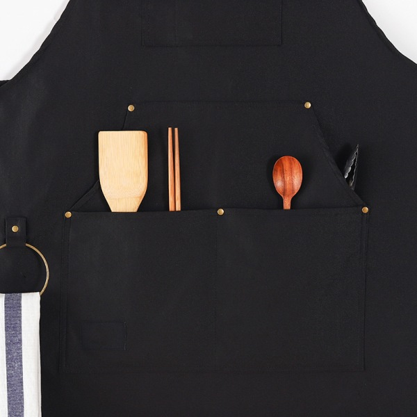 Trädgårdsförkläde Köksförkläde Denim Canvas Förkläde Svart
