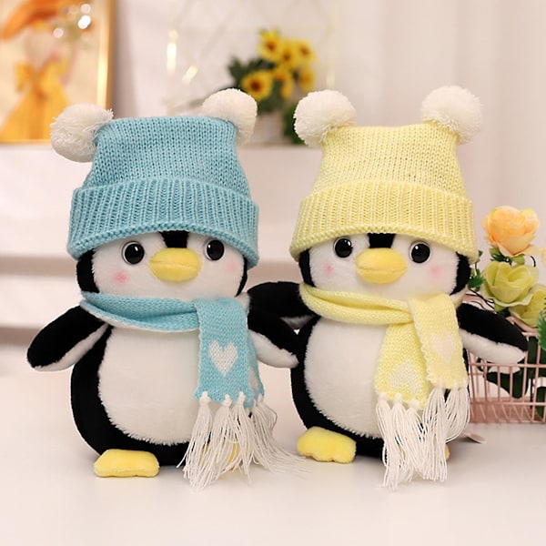 Plush Pingvin Leksak Söta Utseende Super Mjukt Fullt Fyllt Sovhjälp Fylld Djurdocka Soffa Ornament Blue L