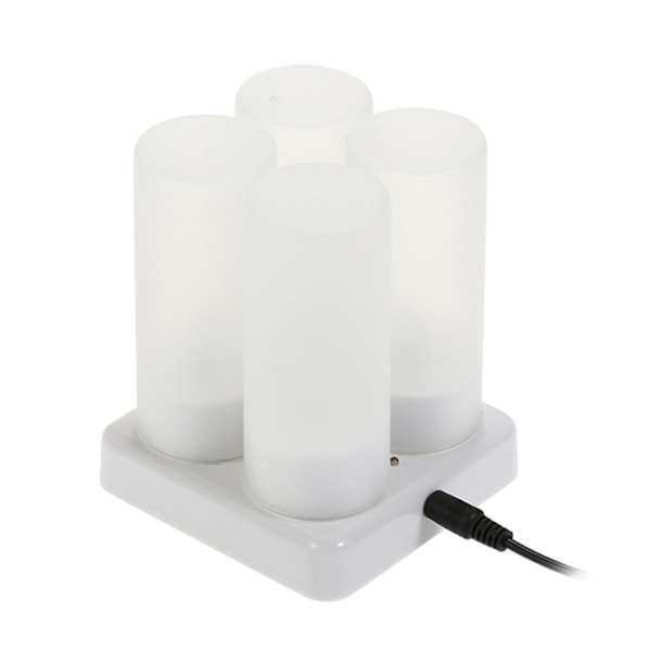 4-pack Laddningsbara LED-Ljus med Flimmerande Låga, Teeljus, Ljus med Frostade Koppar