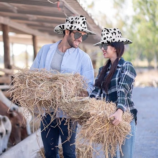 Silom Cowboy Hat Halloween -asu Cowgirl Hat naisille ja miehille Aikuisille Western Cowboy Girl Hat sydämenmuotoisilla laseilla Pukeudu syntymäpäivä Halloween