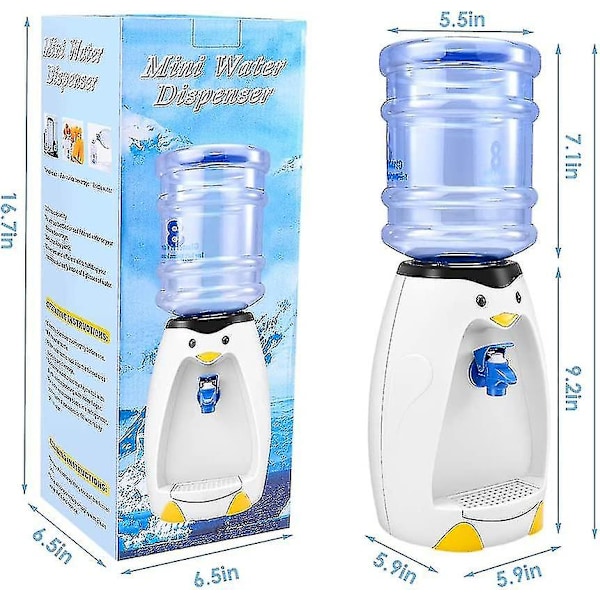 2,5l Mini Söt Pingvin Vattenkylare med Vattenhink Dricker 8 Glas Vatten för Studenthem, Kontor, Present, Hög Kvalitet