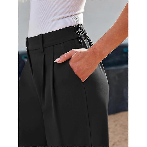Naisten leveälahkeiset housut korkealla vyötäröllä, business casual -tyyliset Black L