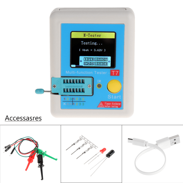 Transistortester med 128 TFT LCD-skjerm Diode Triode Kapasitans for LCR ES