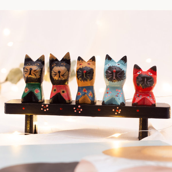 Puiset iloisen kissan työpöydän koristeet söpö kissa söpö kissanpenturavintola