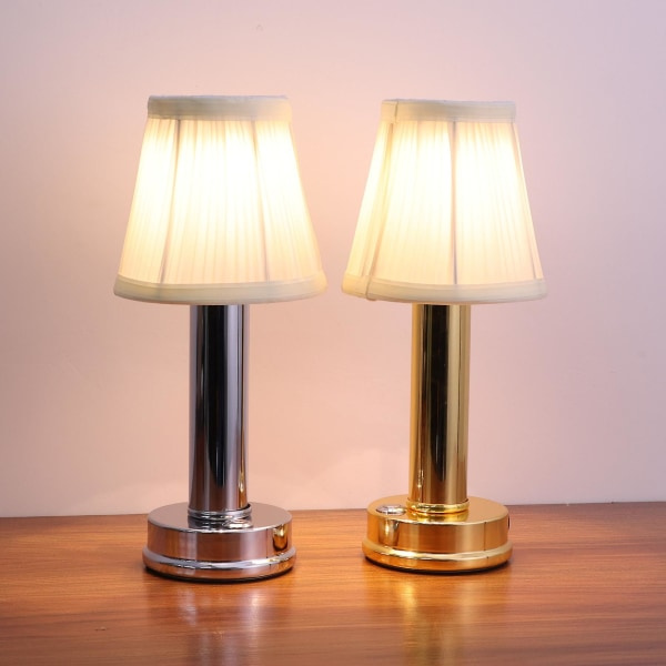 Genopladelig trådløs LED-bordlampe bærbar USB-metalbordlampe bordlamper læselamper til sengeborde restaurant Gold