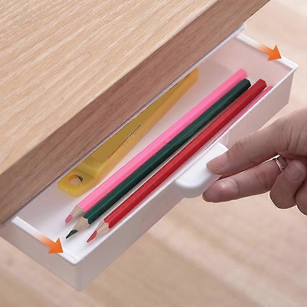 Självhäftande Underbordslåda Skrivbords Hållare Dold Penna Kontorsmaterial Organizer Grey