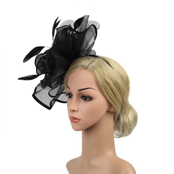Fascinator Hatt for Kvinner Teselskap Pillbox Hatt Cocktail Blomst Mesh Fjær Hodeplagg Hårspenne Blue