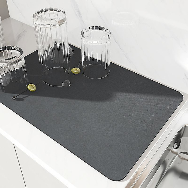 Avrenningsmatte, Superabsorberende Kjøkkenvask Avrenningsmatte, Hurtig Tørkende Oppvaskstativmatte, Antislipp Avrenningsmatte For Kjøkkenbenk Dark Gray 30*40cm
