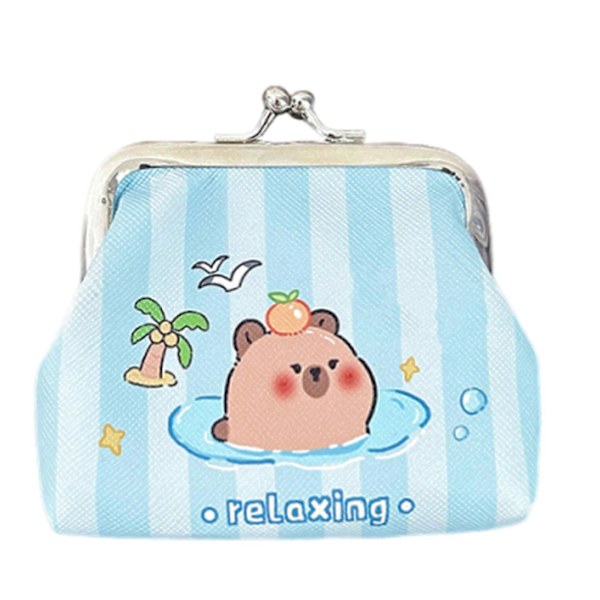 Kiss Lock Växelplånbok Pengapåse Myntväska Förvaringsväska för Hörlurar Tecknad Capybara Plånböcker Väska för Växelpengar för Flicka 01style