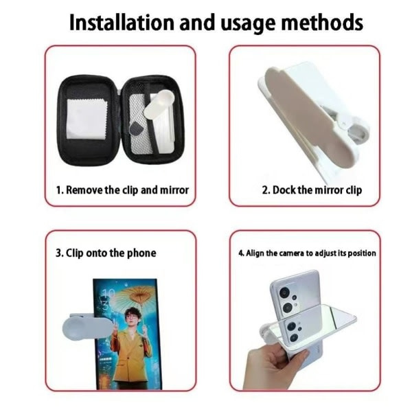 Smartphone Kamera Spejl Reflektionsklip Telefon Reflektion Hvid