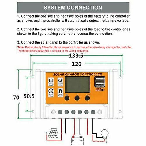 100A80A50A 12v/24v Bil Solcellepanel Ladekontroller Spenningsregulator Dobbel USB