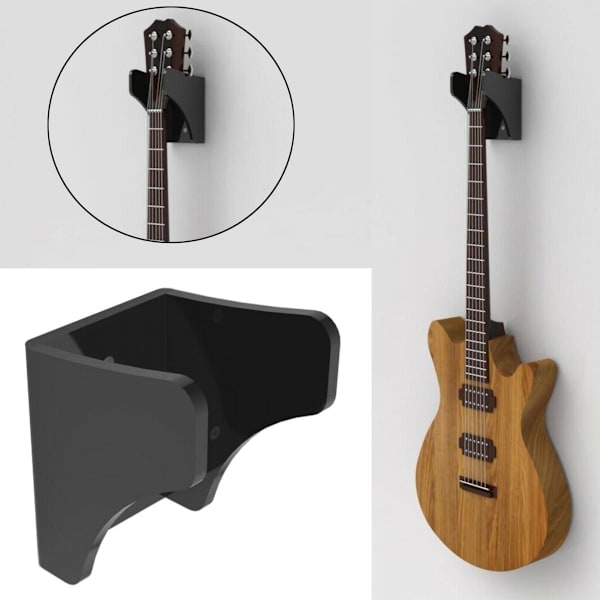 Vægmonteret guitarstativ, spar plads sort