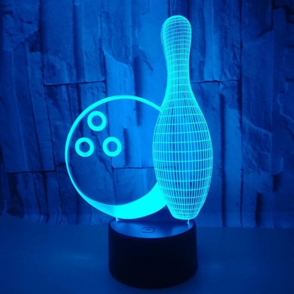 Qinwei 3d Bowling Nattljus Touch Bord Skrivbord Optisk Illusion Lampor 7 färgskiftande lampor Heminredning Xmas Födelsedag Giftstyle Y