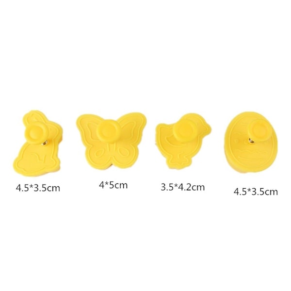 4 st kakformar påskkanin kakformar 3D formad kanin kyckling ägg fjäril kakpräglingsformar DIY bakverktyg
