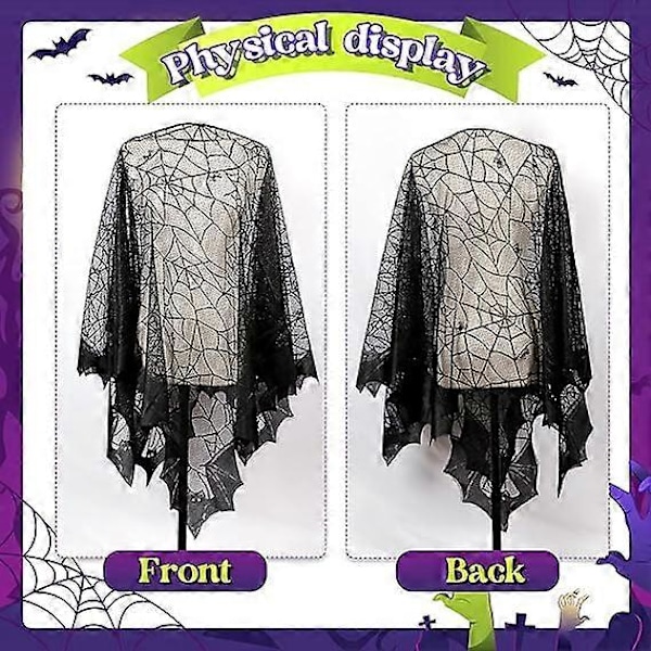Halloween-poncho naisille, pitsinen hämähäkinverkkoviitta Halloween-asuihin