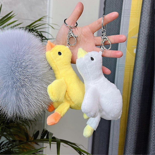 Joutsen Plushi Avaimenperä Söpö Makaa Joutsen Plushilelu Riippuva Koriste Piirretty Täytetty Eläin Nuken Pari Avaimenperä Charm Reppu Koriste Syntymäpäivälahja White