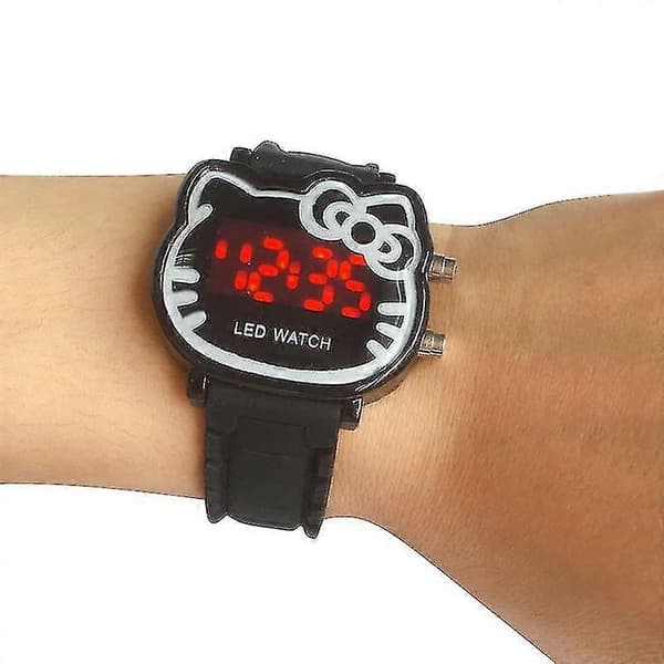 Vandtæt Multifunktionel Mode Led Digital Børneur Kitty Form Gave Til Blue