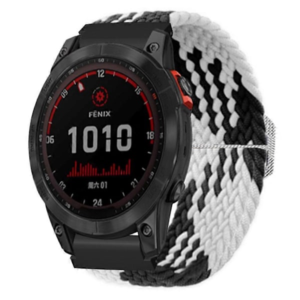 Elastisk Nylon Klokkerem Sport Armbånd For Garmin Fenix 7S / 6S / 5S, med 20mm PC-kontakt Black White