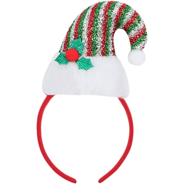 2 st jultomtehatt pannband spetsig hatt hårbåge med fjäder rosett söt julhatt hårband jul utklädningskostym Colorful