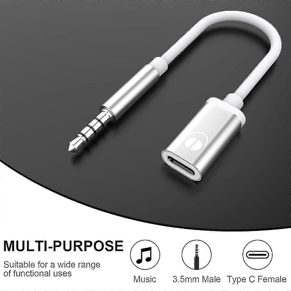 3,5 mm hane till typ C hona ljudkabel, analog ljudjack hörlursljudadapter för MP3-spelare