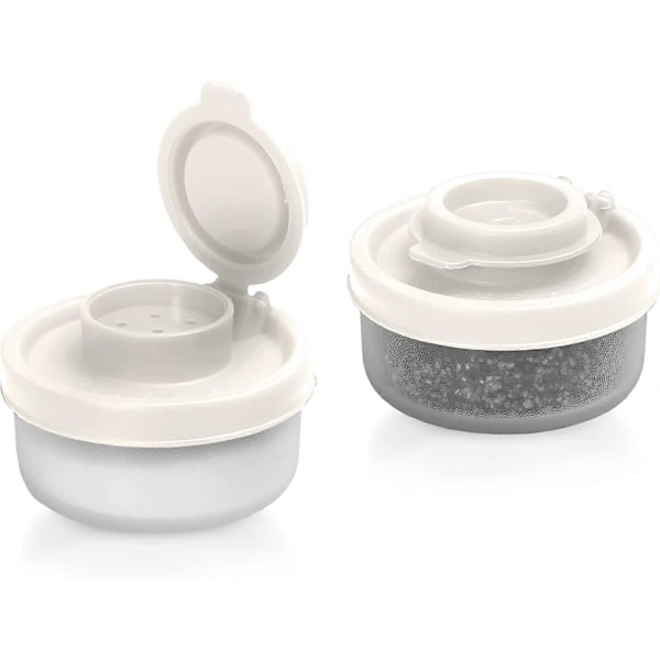WARE Små Salt- og Peberbøsser til Rejser, Camping og Take-Away - Låsbare - 40g, Pakke med 2 Små sorte white Small