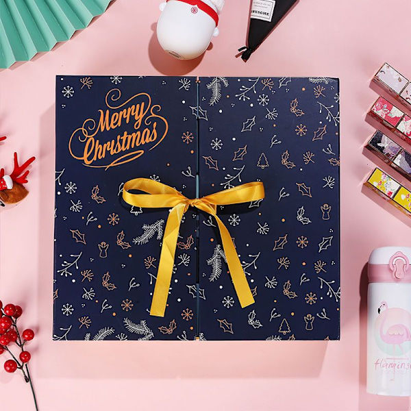 Adventskalender Blind Box 2024 Ny Julklappsbox Små Presentaskar Tom Ask Blå