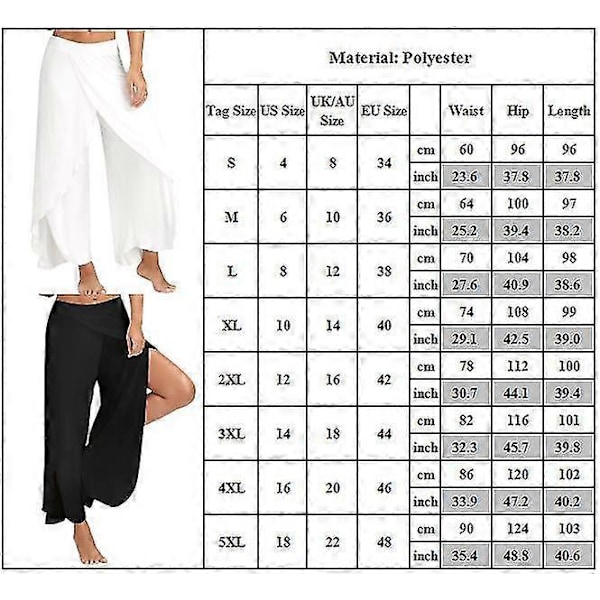 Yoga Bukser Dame Hippie Flytende Splitt Bukser Harem Palazzo Yoga Splitt Bukser Løse Vide Ben Pluss Størrelse Flerfarget Valgfritt Black 2XL