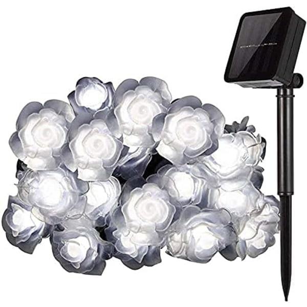 Solcelled Julelys, 30 LED Vanntette Rosehagedekorasjoner Cool White