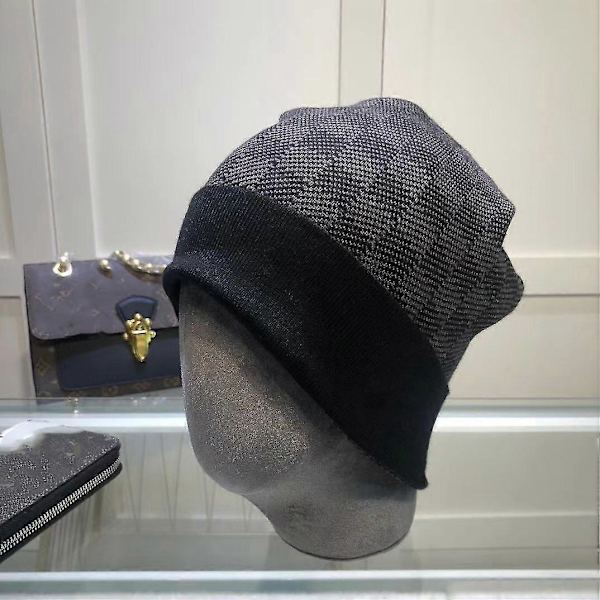 Ny ankomst Designer Letter Trykt Sjakkbrett Vinterlue Myk Varmt Strikket Beanie Hater Gray