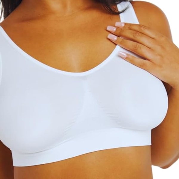 Saumaton urheilurintaliivi naisille, mukava langaton treeni- ja joogaliivi, yöliivi tytöille, ultraohut täyskuppi toppi muotoiluliivi joustava rintaliivi White XL