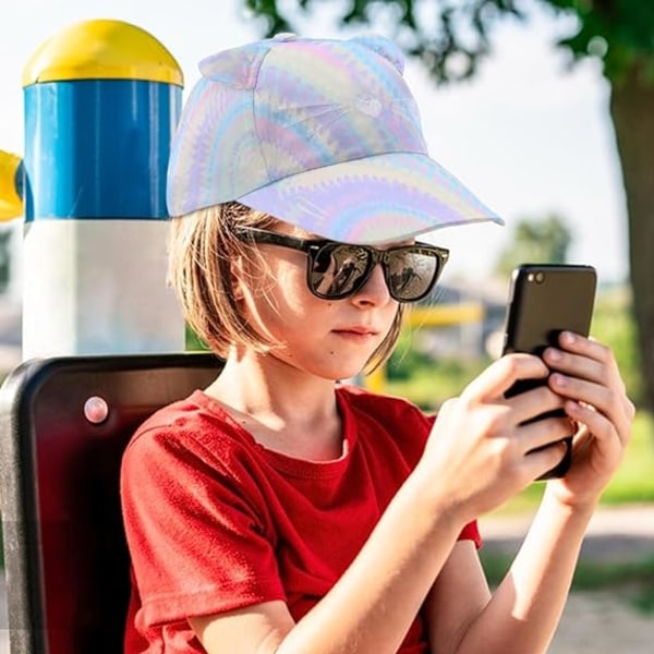 Baseballcaps for jenter, fargerik sommercaps med katt, justerbar hodeomkrets, caps med hestehale