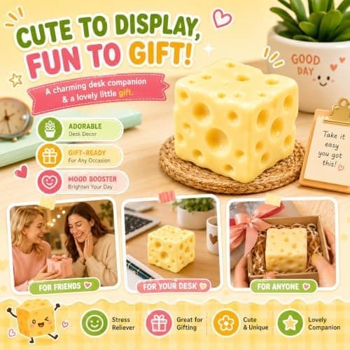 Knapriga Ost Squishy ASMR Pärlfylld, Knapriga Ost Squishies Cheese
