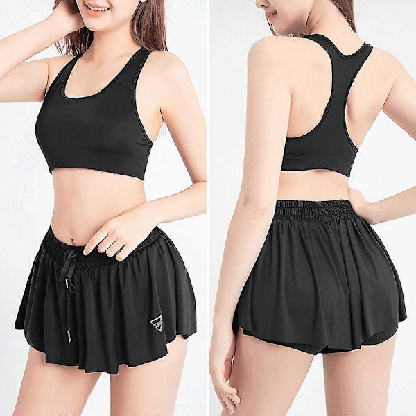 Dame 2 i 1 Treningsshorts Casual Atletisk Løpeshorts Gym Yoga Tennis Trenings Sportsskjørt Shorts