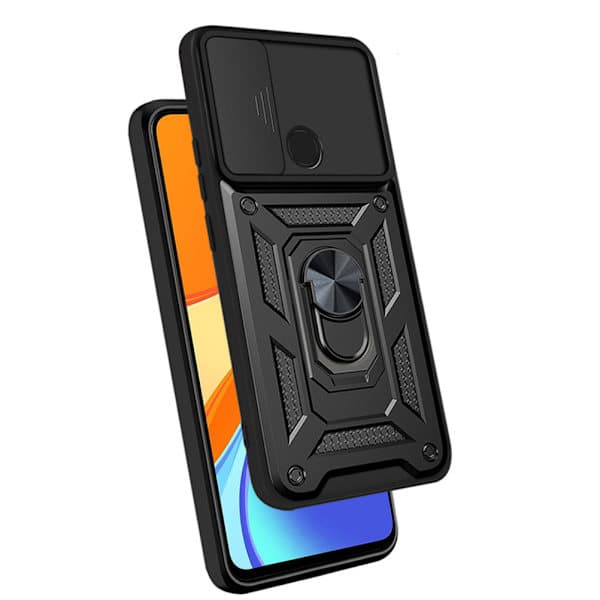 Magnetiskt Armor Kickstand Mobilskal med Ring Svart Redmi 9C/POCO C3/10A Svart