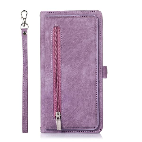 Multi Card Mobiltelefon Læder Etui Til Iphone 15 Pro Max Purple