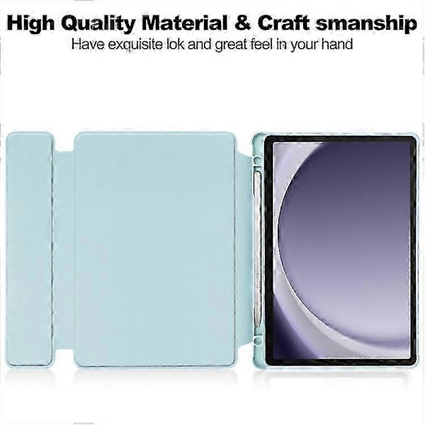 Samsung Galaxy Tab A9+ 360° kääntyvä läpinäkyvä älykäs nahkakotelo näppäimistöllä S20241230512 Sky Blue
