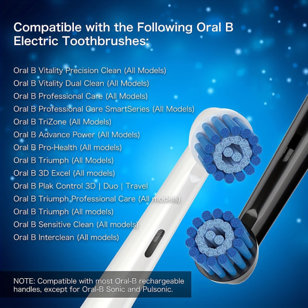 8-pakninger med sensitive tannkjøttbørstehoder som er kompatible med Oral B Braun elektrisk tannbørste. Myk børste for overlegen og skånsom rengjøring 8cs/Pack 8cs/Pack