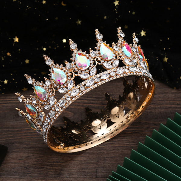 Naisten kruunu monivärinen kristalli hääkruunu morsiamen tiara-näytöskruunu