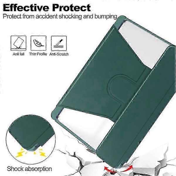 Til Samsung Galaxy Tab A9+ 360 Graders Rotation Gennemsigtigt Smart Læder Etui med Tastatur S20241230512 Dark Green