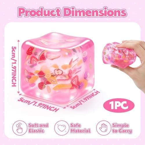 Fruktkube Squishy Stressball, Fruktklemme Isbit Squishy Leker, Sakte Stigende Stressklemme Squishball, Lindrer Angst Sensorisk Fidget Fruit Cube