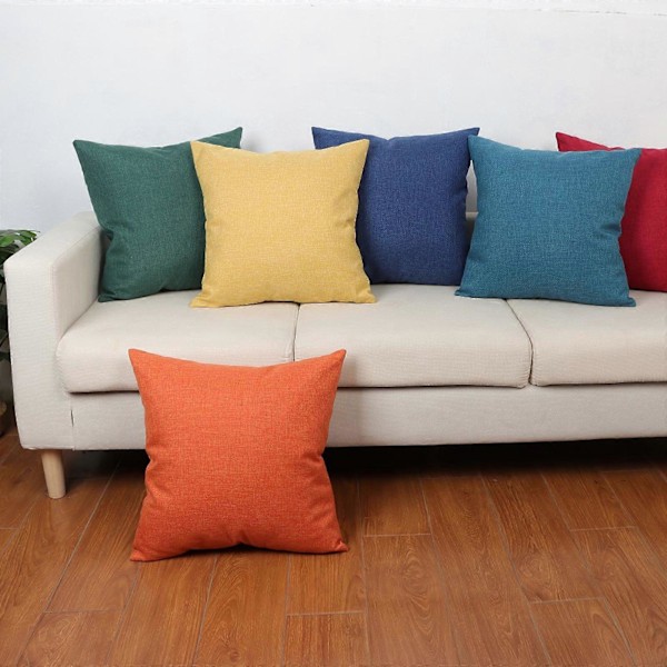 Putevar i lin-look for hjemmet, dekorative, til sofa, soverom, bil, med glidelås Green 40*40cm