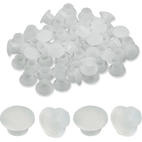100 stk. 8 mm Hvite Plastplugger - Hullplugger Snap-in Låsing