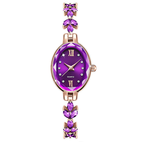 Hvedeørekæde Armbåndsur Violet Blomst Smykke Kvinders Ur Vandafvisende Kvinders Ur Purple
