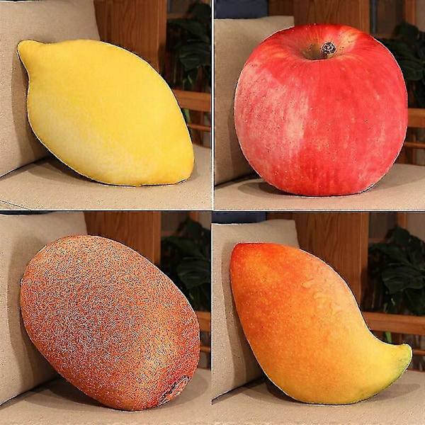 35-55cm Livsliknande Frukt Plyschleksak Simulerings Äpple Vattenmelon Mlemon Lychee Ango Jordgubbe Ananas Durian Fylld Kudde Hami melon  B 35-55cm